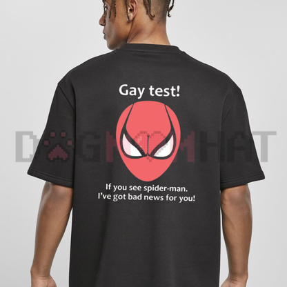 Funny Gay Test Spiderman Meme Graphic Tee - Funny Ironic Soft Cotton Unisex Pop Culture T-Shirt