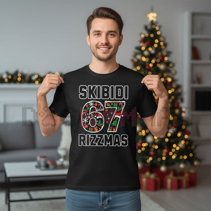 "Skibidi Rizzmas 67" Viral T-Shirt – Gen Alpha Internet Slang & Absurd Holiday Meme Tee