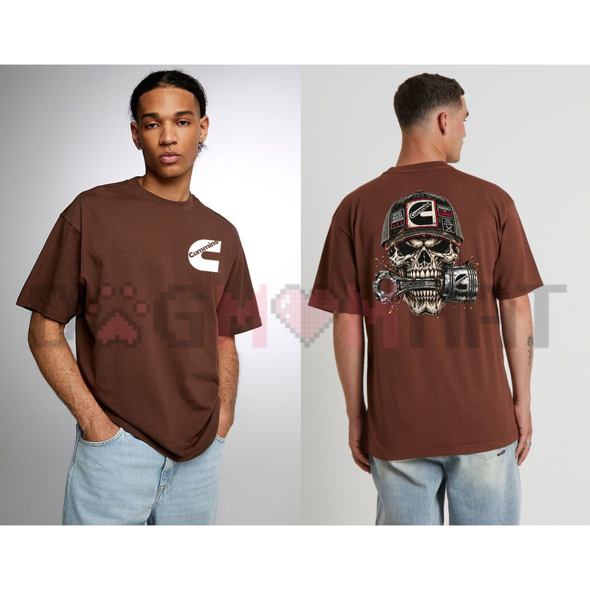 "Cummins Diesel Builds America Skull" Graphic T-Shirt