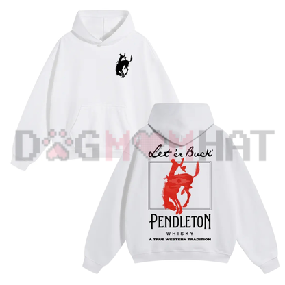 Let Er Buck Western Rodeo Graphic Hoodie - Vintage Cowboy Soft Cotton Unisex Oversized Streetwear Pullover