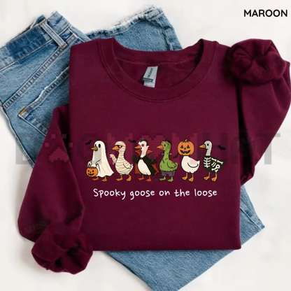 Spooky Goose on the Loose Sweatshirt - Funny Cute Halloween Fall Apparel