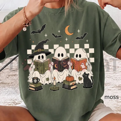 Comfort Colors® Ghost Book Reader T-Shirt - Spooky Season Bookish Reading Tee