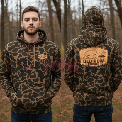 Deer Badge Vintage Camo Hoodie by Old Row Outdoors – Southern Lifestyle Hunting & Outdoor Pullover,