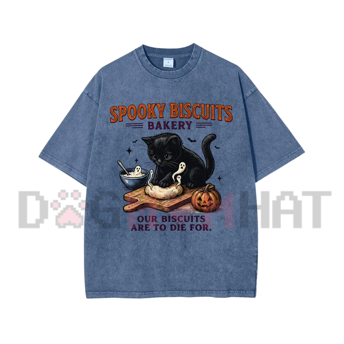 "Spooky Biscuits Black Cat" Halloween Graphic T-Shirt