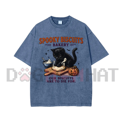 "Spooky Biscuits Black Cat" Halloween Graphic T-Shirt