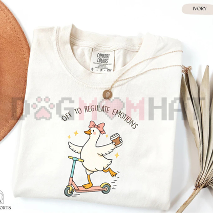 Off To Regulate Emotions Silly Goose Graphic Tee - Retro Soft Vintage Cotton Unisex Mental Health Therapist Counselor Teacher Gift T-Shirt