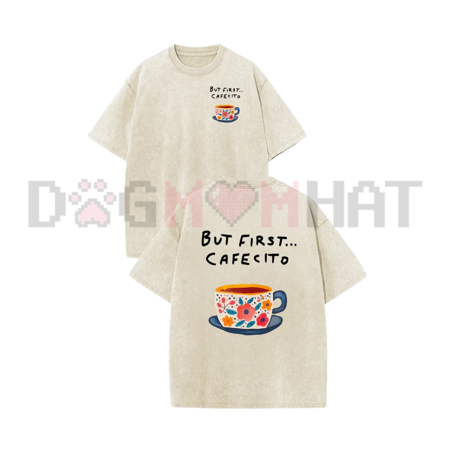 Thanksgiving Espresso Glow Vintage Acid Wash Tee - Casual Coffee Graphic Drop Shoulder Unisex Streetwear Shirt