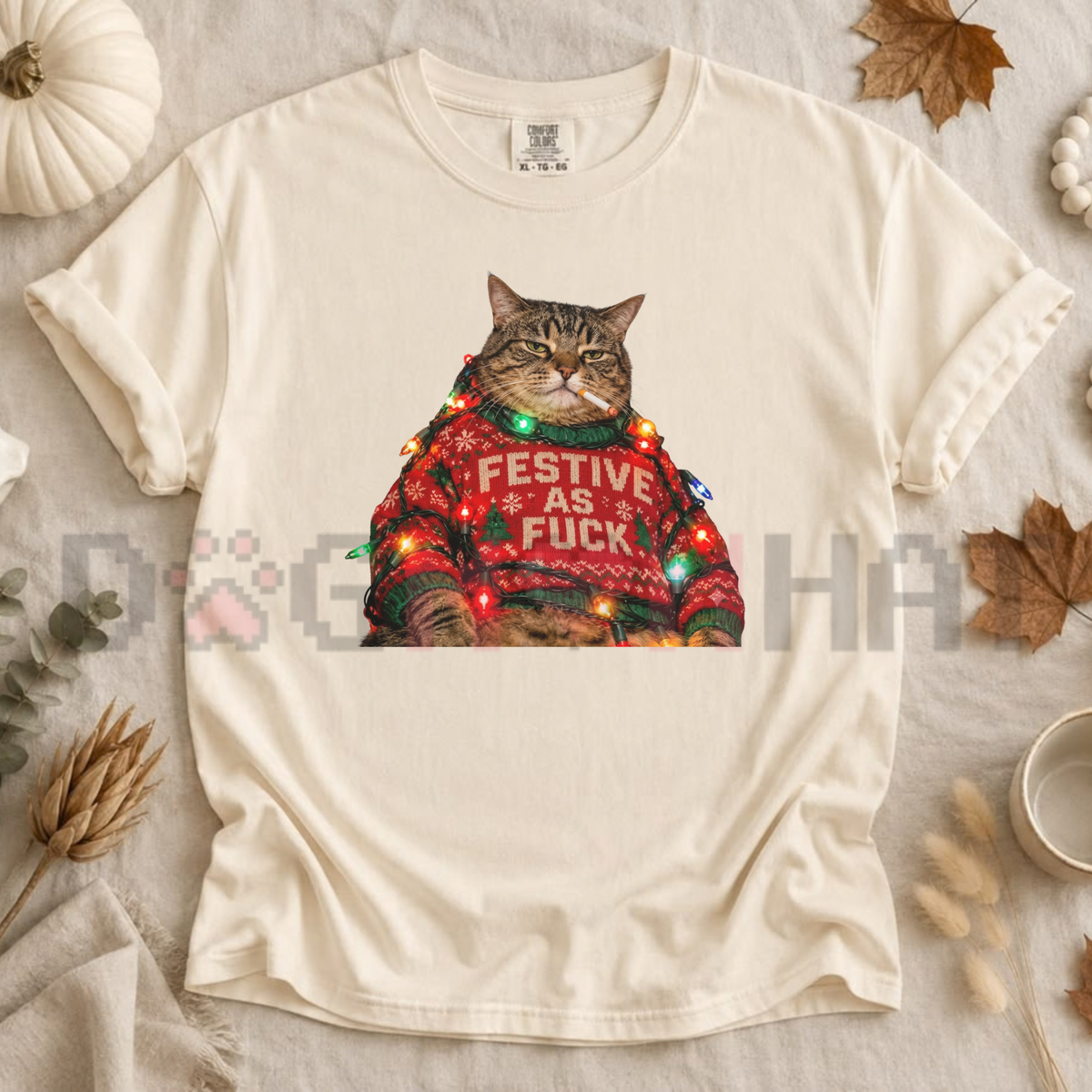 Wild Coven Tee – Vintage Smoking Grumpy Cat Funny Christmas Graphic Shirt
