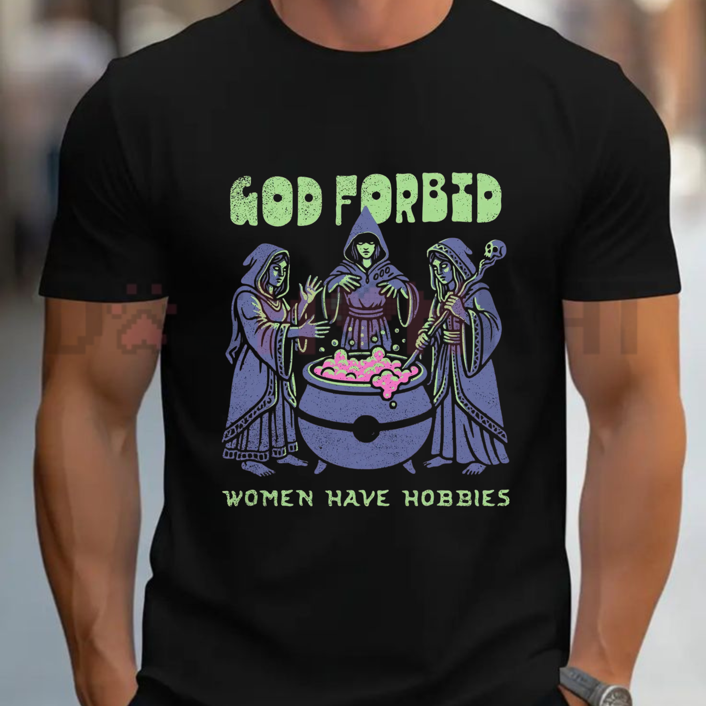 Potions & Passions Cauldron Graphic Tee - Funny Witchy Sarcastic Hobbies Unisex Pure Cotton Shirt