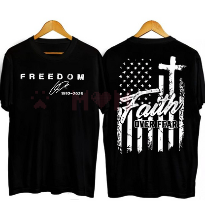 Freedom "Faith Over Fear" T-Shirt – We Wear Red On October, Patriotic American Flag Tee, Gift for Men & Women