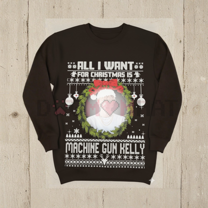 All I Want For Xmas MgKelly Music SweatShirt – Unisex Holiday Fan Gift, Machine Gun Kelly Band Apparel, Festive Rock Crewneck
