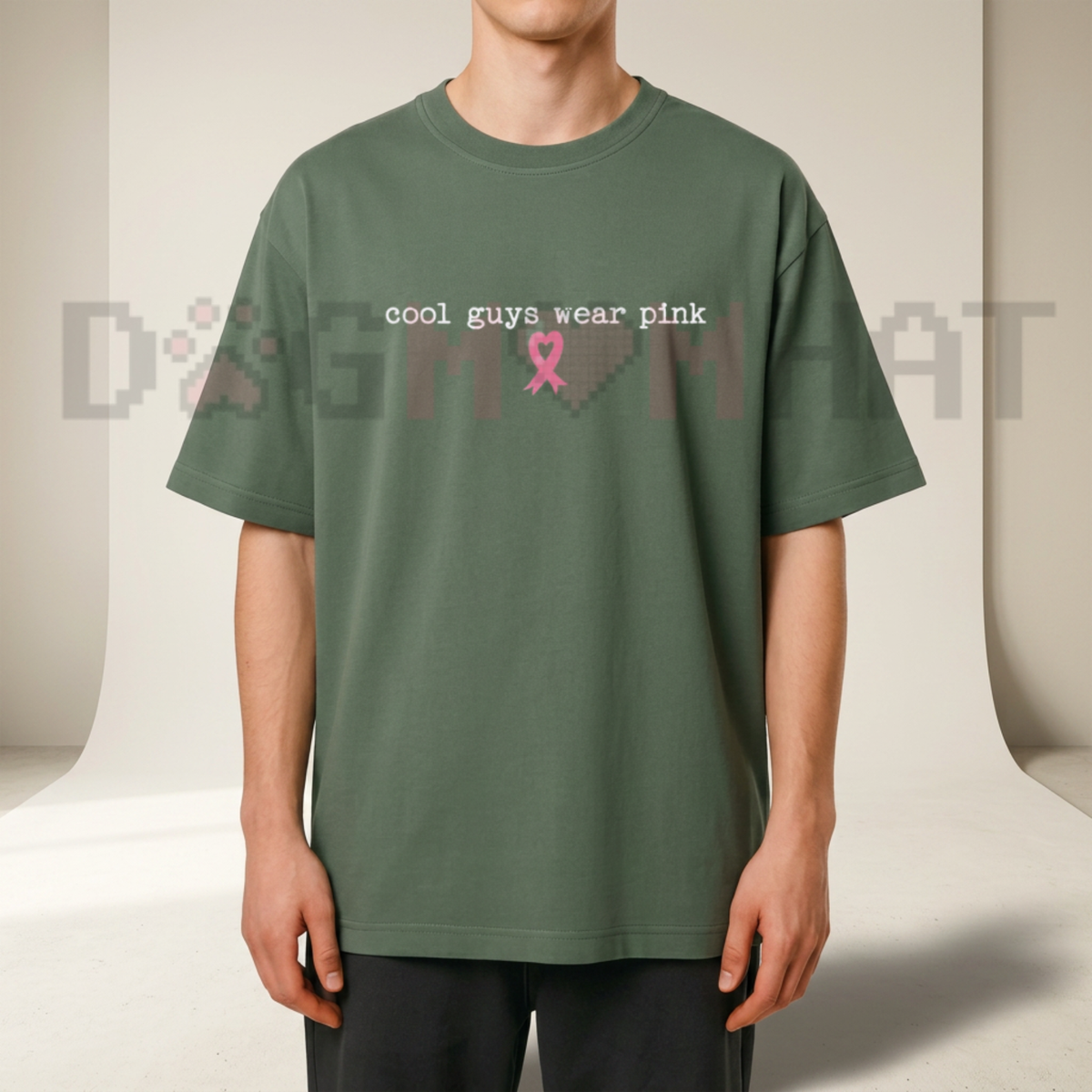 Cool Guys Wear Pink Breast Cancer Awareness Support Graphic T-Shirt