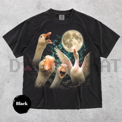 Goose Moon Vintage T-Shirt - Silly Goose Woodland Nature Graphic Tee