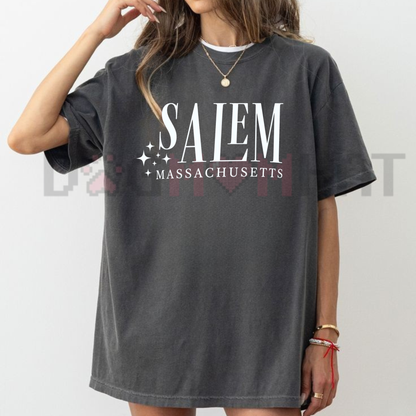 Vintage 1692 Salem Witchcraft Graphic Tee - Retro Celestial Gothic Spooky Top