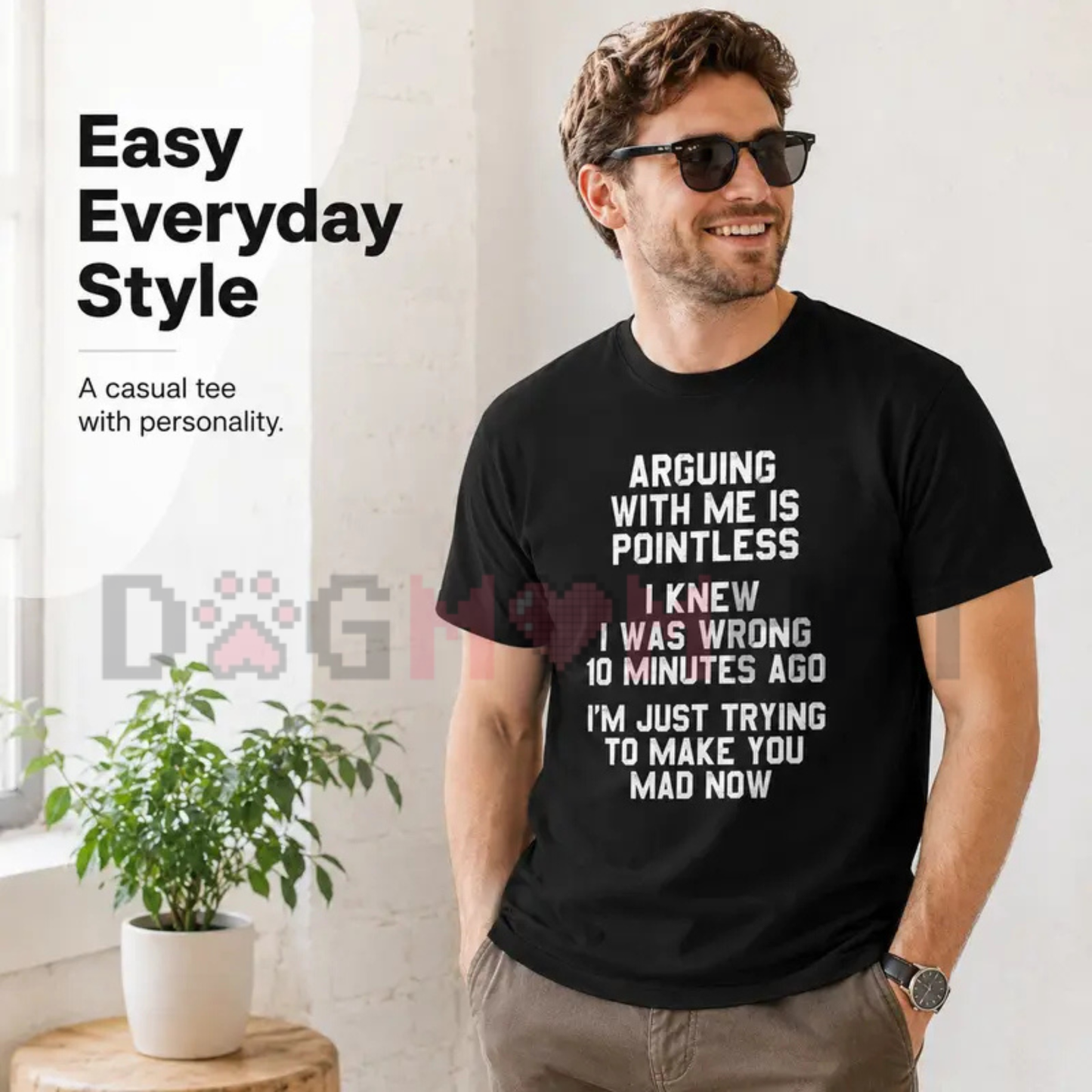Unbeatable Debate Champion Graphic Tee - Funny Sarcastic Quote Black Pure Cotton Men's Shirt