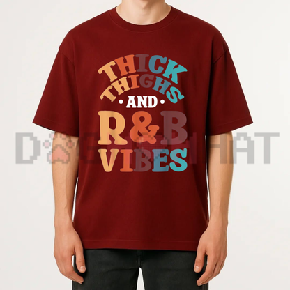 Retro 90s R&B Music Vibes Graphic Tee - Thick Thighs Body Positivity Vintage Cotton Unisex T-Shirt