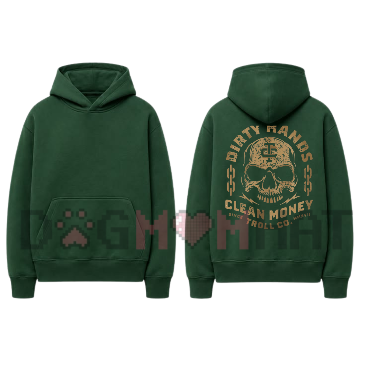"Hard Work Bold Skull" Graphic Pullover Hoodie
