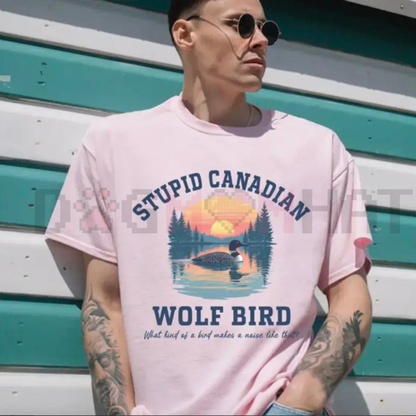 "Stupid Canadian Wolf Bird" T-Shirt – Hockey Romance Inspired Tee, Funny LGBT Hockey Fan Gift, BookTok Sarcastic Sports Romance Graphic Top, Unisex Apparel