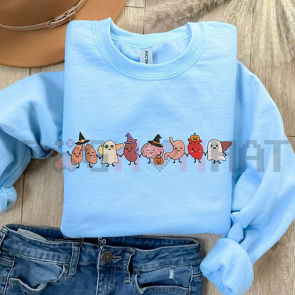 Halloween Anatomy Sweatshirt - Embroidered Medical Spooky Season Nurse & Doctor Crewneck