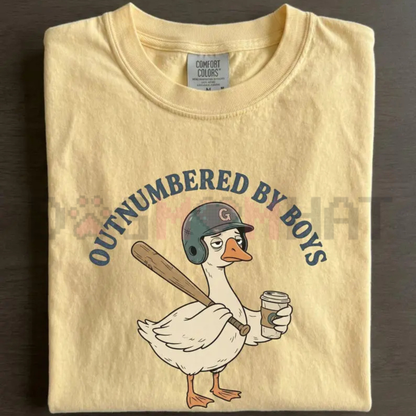 "Boy Mom" T-Shirt – Outnumbered By Boys Goose Graphic Tee