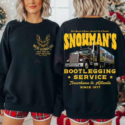2-Sided Snowman Bootlegging Christmas Sweatshirt