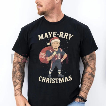 Drake Maye New England Christmas T-Shirt – Patriots Football XMAS Fan Gift Tee