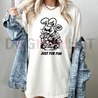 Playful Spray Anarchy Tee – Streetwear Graffiti Bunny Urban Cartoon Shirt
