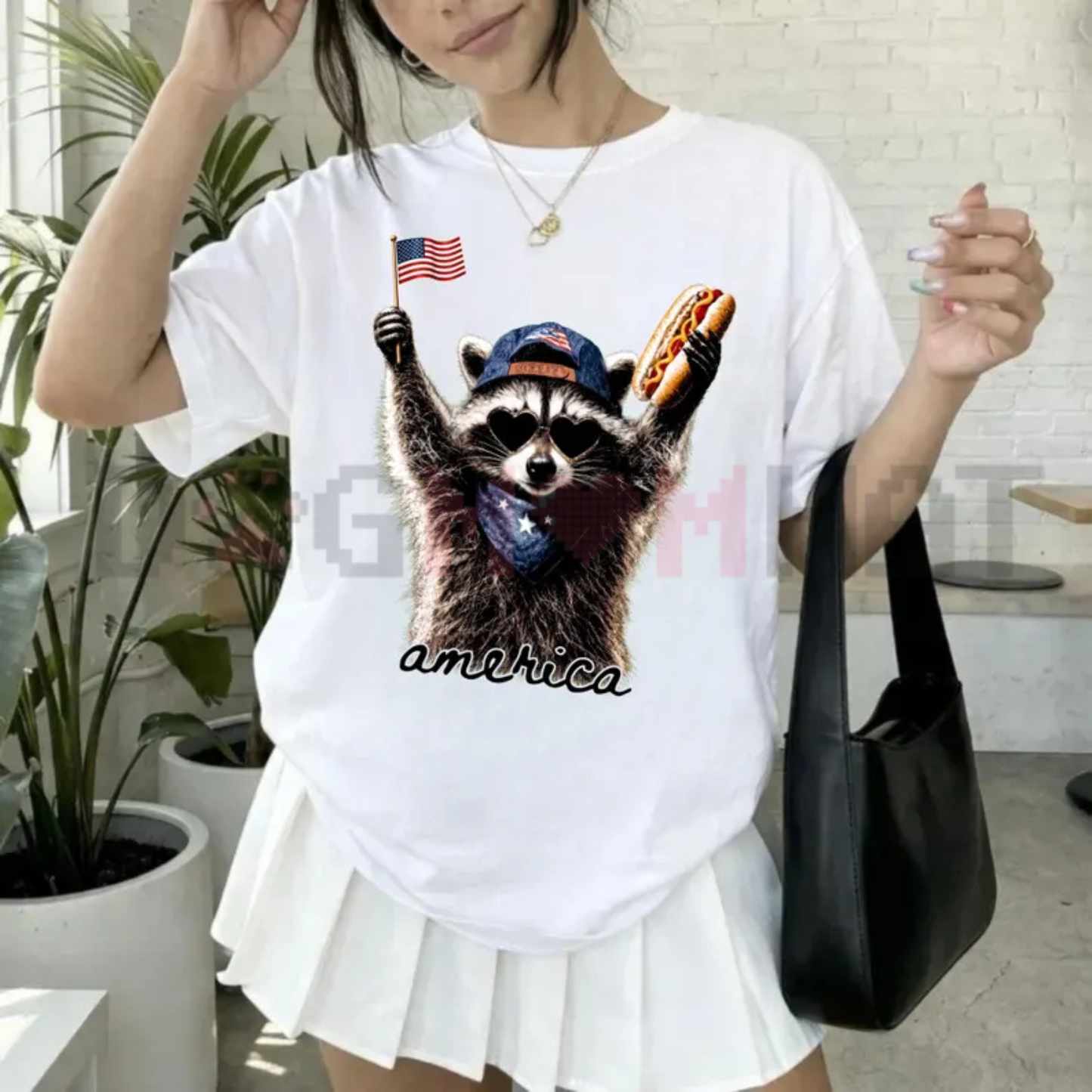 Feral & Free Raccoon Funny Patriotic Tee