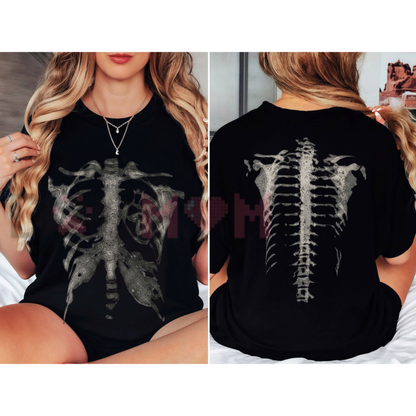 Skeleton Bones T-Shirt - Retro Skull Anatomical Cotton Graphic Tee