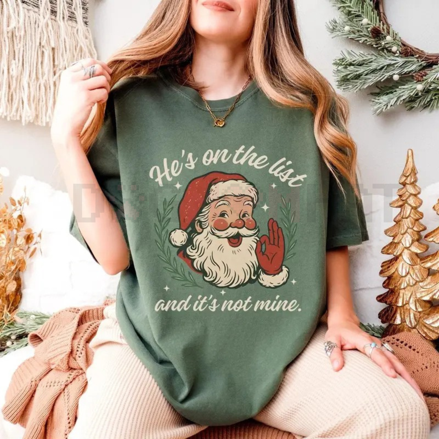 'He's On The List' Santa Claus Christmas T-Shirt