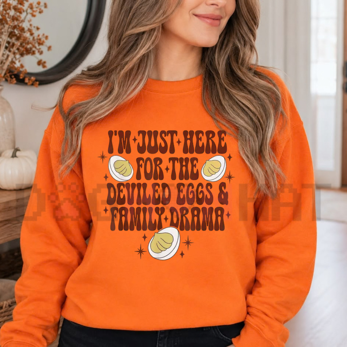 Funny Thanksgiving Deviled Eggs and Family Drama Graphic Sweatshirt