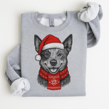 Ugly Christmas Style Santa Paws Dog Crewneck Sweater – Unisex Sport Grey Festive Pet Pullover
