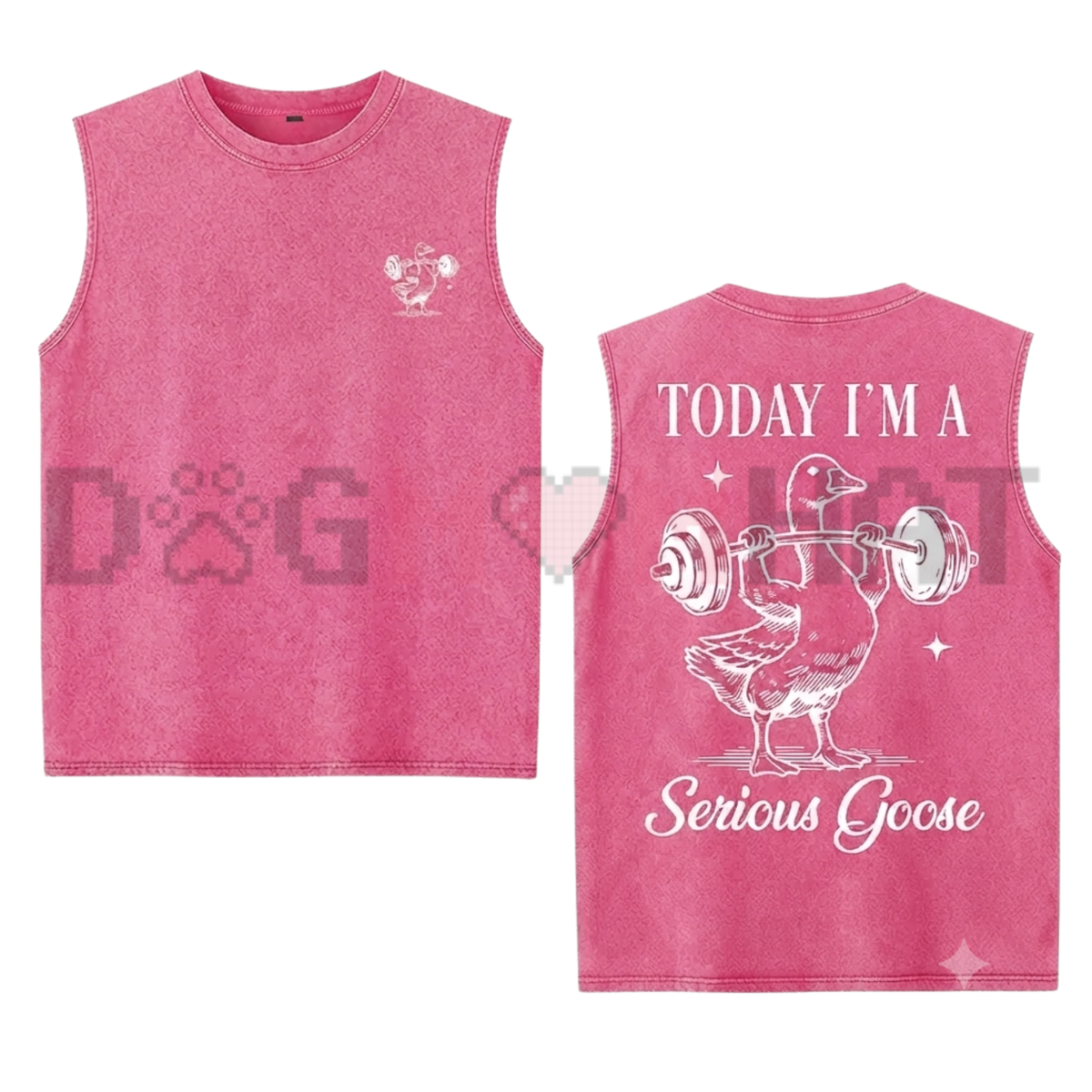 "Funny Serious Goose" Gym Tank Top - Vintage Washed Workout Muscle Vest