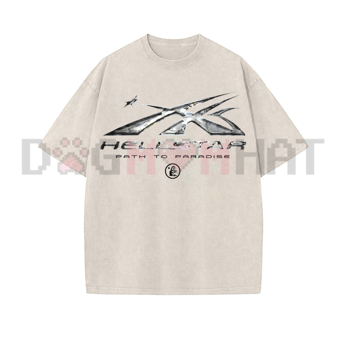 Celestial Flare Mineral Wash Tee - Retro Oversized Heavyweight Cotton Hellstar Graphic Streetwear Shirt