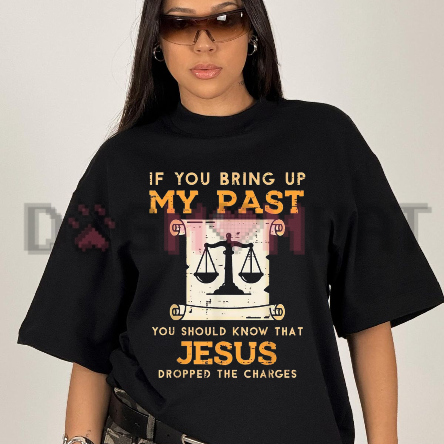 Bring Up My Past Jesus Drop Charges Graphic Tee - Inspirational Christian Faith Cotton Unisex Faith-Based T-Shirt