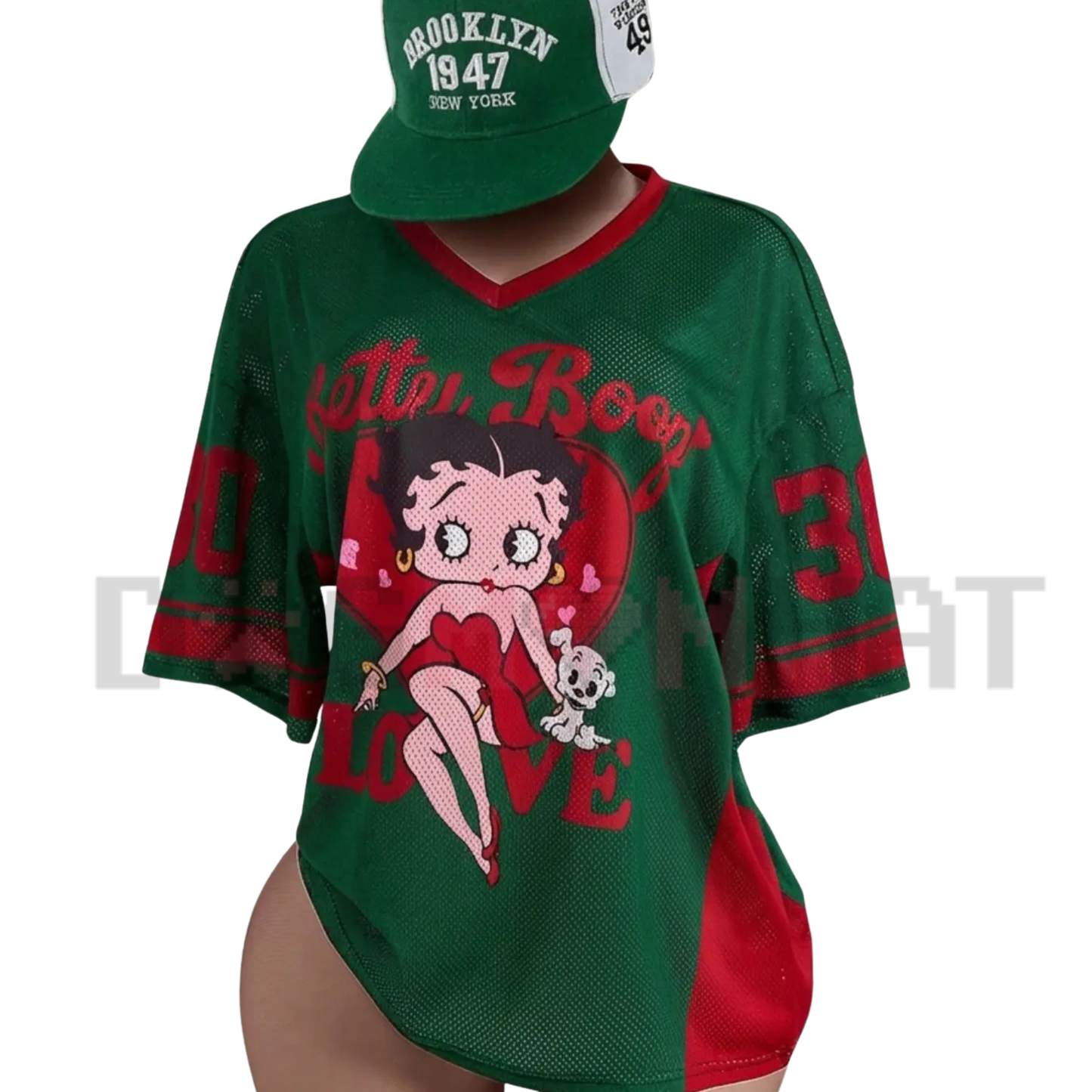 Y2K Breathable Mesh Vintage Doll V-Neck Jersey