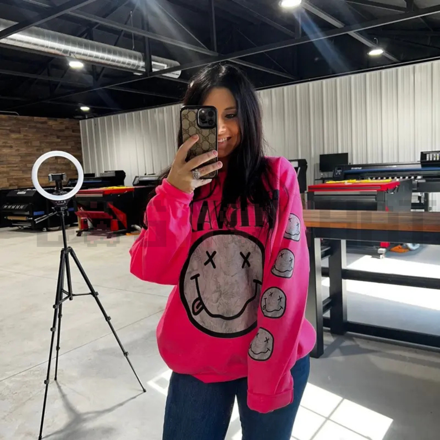 Edgy Monochromatic Urban Camo Crewneck