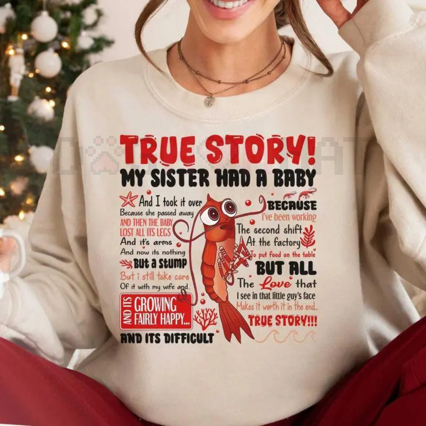 Shark Tale Quote Sweatshirt – "True Story" Shrimp Shirt Film Quote Fan Crewneck