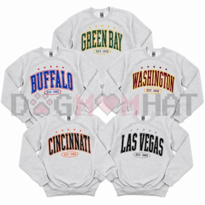 All Team Vintage Football Athletic Sweatshirt - Retro Game Day Sports Crewneck Fleece Pullover