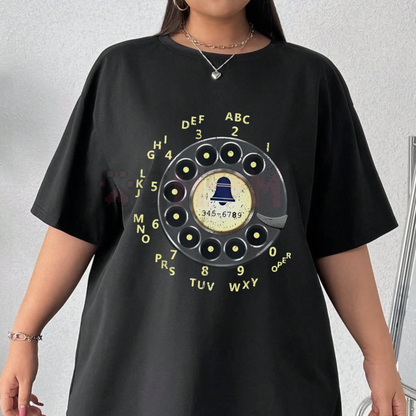 Rotary Dial Nostalgia T-Shirt – Vintage Phone Graphic Tee | Retro Unplugged Minimalist Style