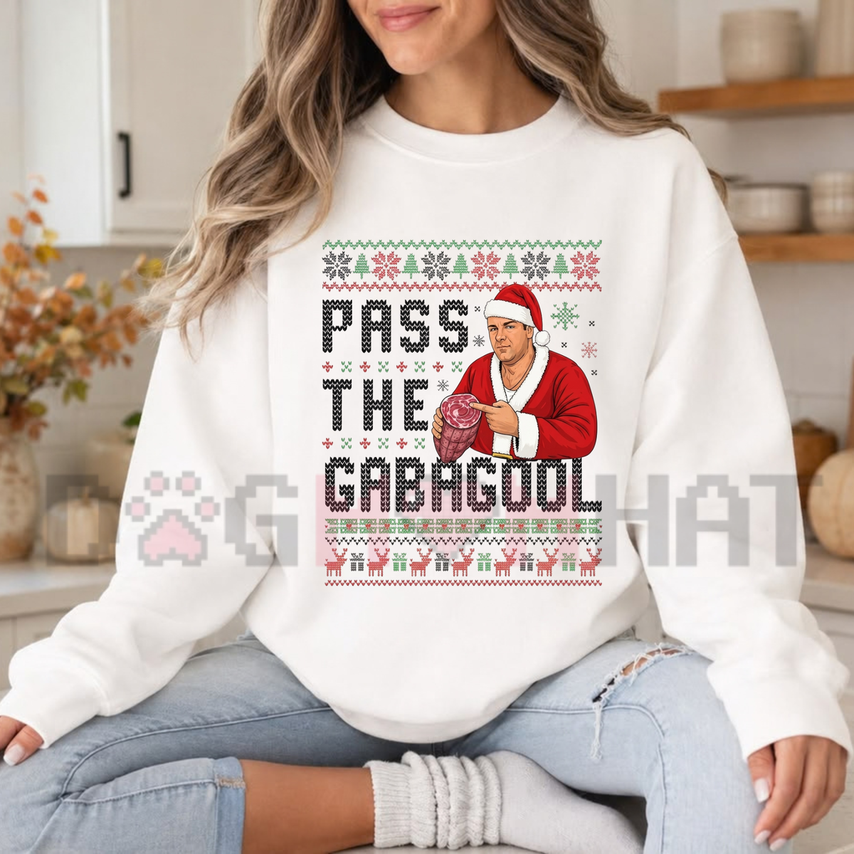 Pass the Gabagool Sopranos Inspired Christmas Fleece Sweatshirt