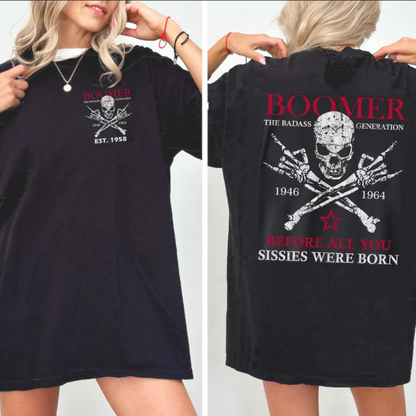 Vintage Boomer Legacy Statement T-Shirt (1946–1964) – Unisex Old School Skull Tee