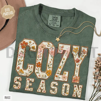 Comfort Colors® Floral "Cozy Season" T-Shirt - Trendy Fall Graphic Tee for Her