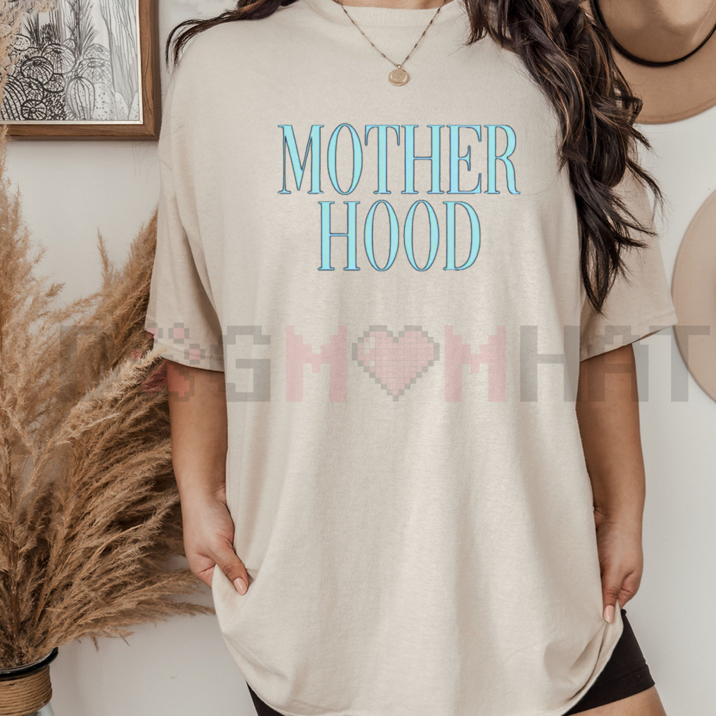 "MOTHERHOOD" Minimalist Mom Crew Neck T-Shirt
