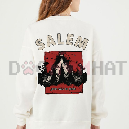 Salem Girls Trip Halloween Sweatshirt - Back Lettering Spooky Girls' Weekend Pullover