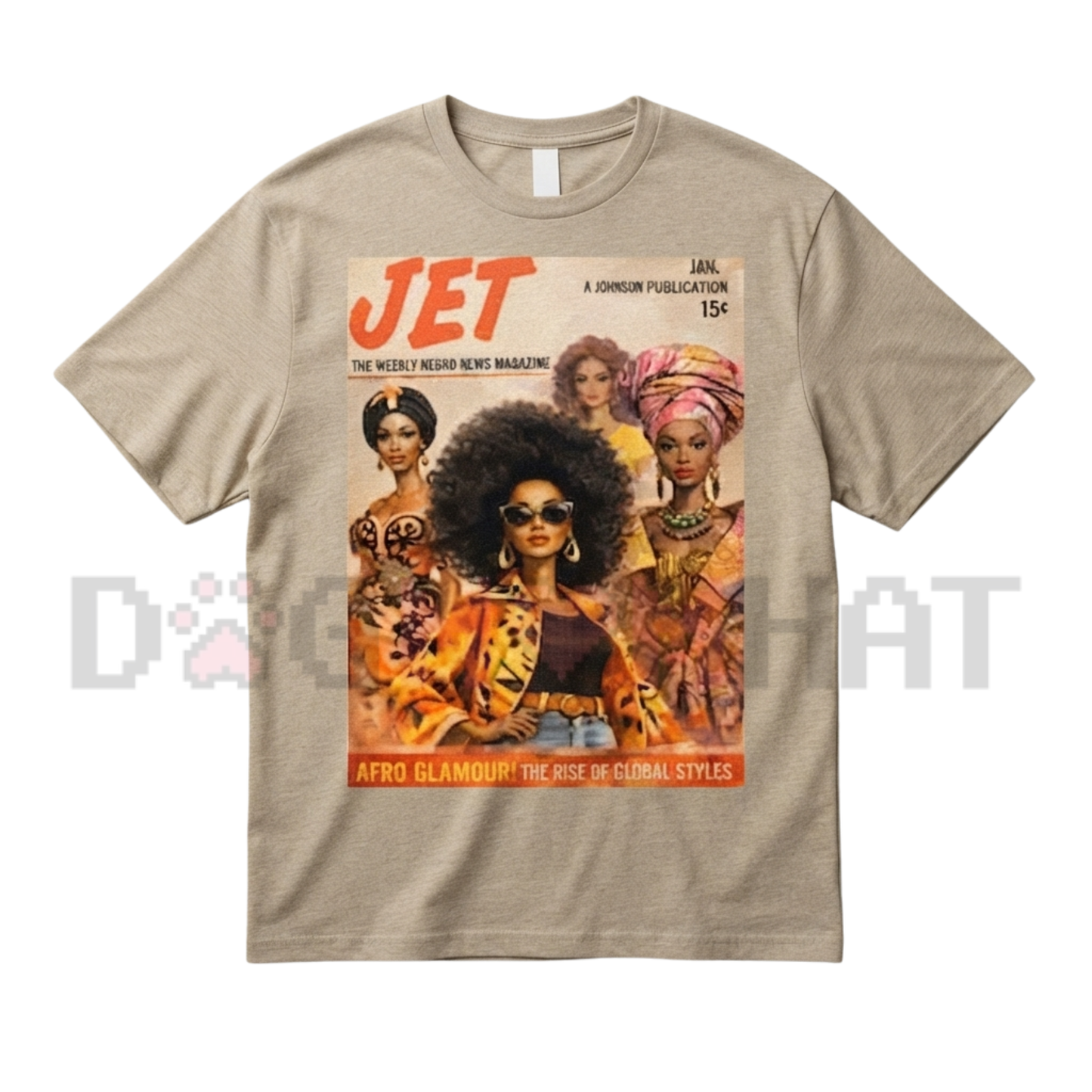 Afro Glamour Vintage Magazine Cotton T-Shirt - Artistic Afrocentric Fashion Tee