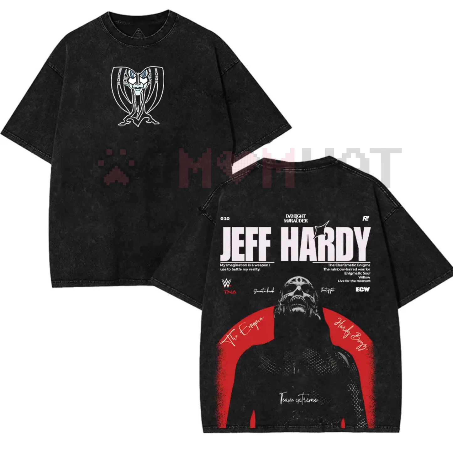 Jeff Hardy Enigma Vintage Wrestling Tee – Charismatic Enigma Retro Washed Black Tee