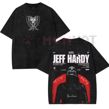 Jeff Hardy Enigma Vintage Wrestling Tee – Charismatic Enigma Retro Washed Black Tee