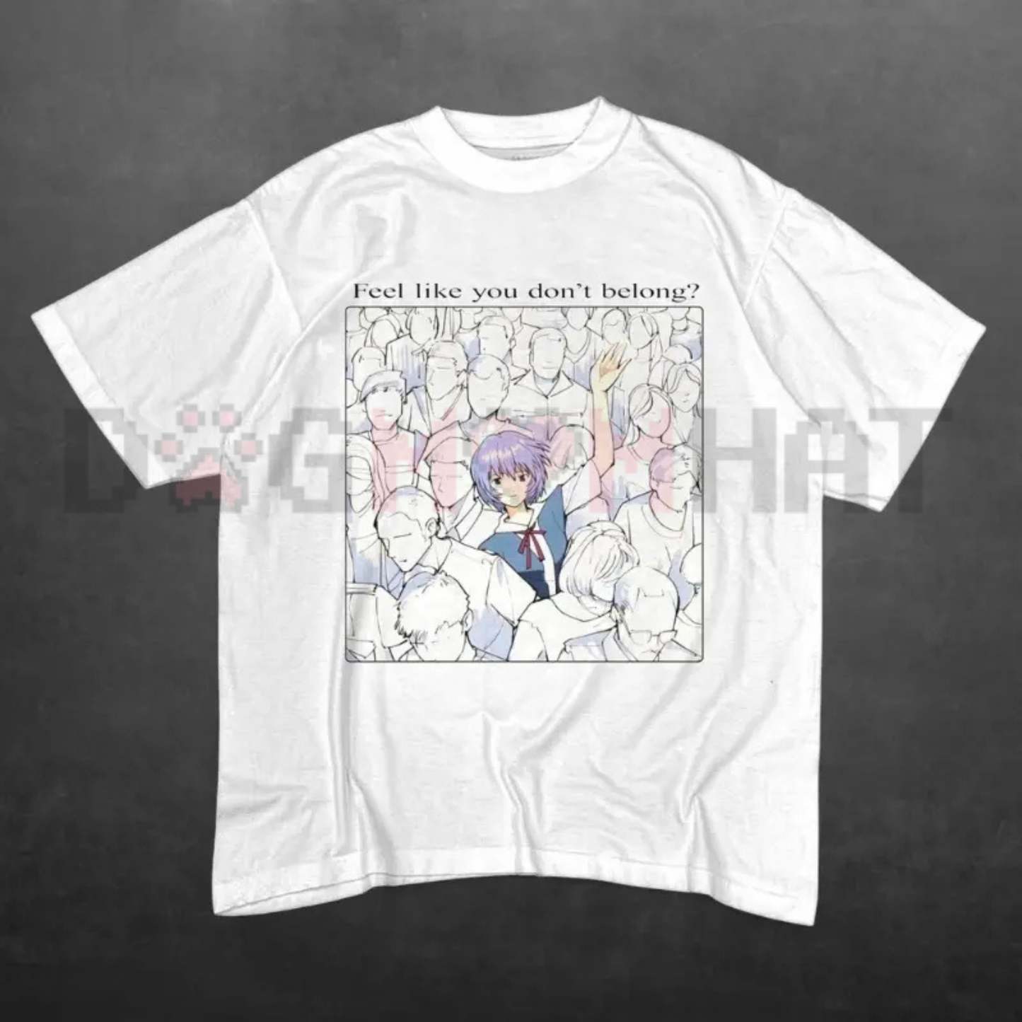 Ayanami Existence Melancholy Graphic Tee - Retro Neon Genesis Anime Cotton Streetwear Shirt