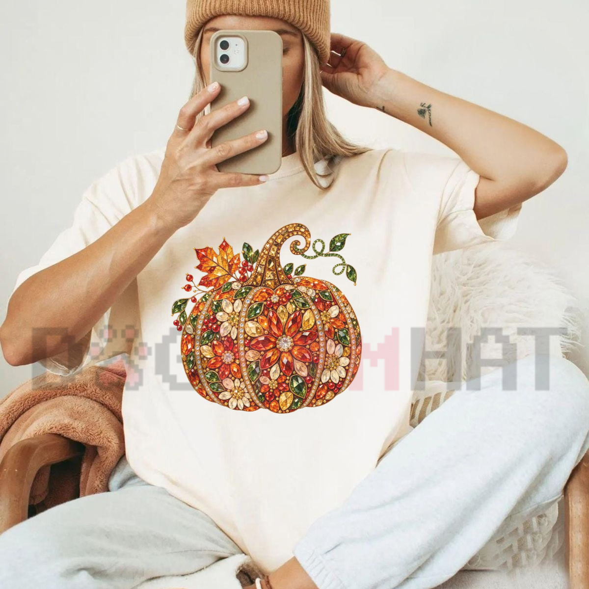 Jeweled Pumpkin Boujee Halloween Graphic T-Shirt